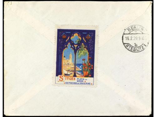 ✉ ESPAÑA. Ed. 435/9 y 441. 1929 (15 febrero). BARCELONA a BE