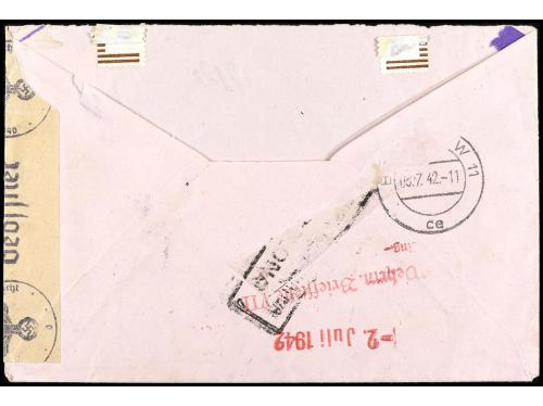 ✉ ESPAÑA GUERRA CIVIL. 1942. BARCELONA a BERLÍN. Sobre certi