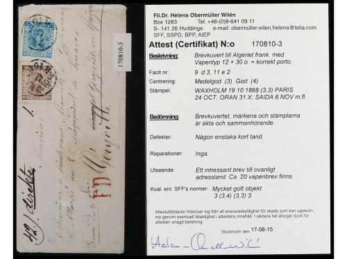 ✉ SUECIA. 1868. ORAN. Letter from WAXOLM (Sweden) to ORAN, f