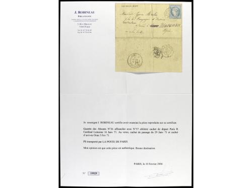 ✉ FRANCIA. 1871. ORAN. Letter, Gazette des Absent n. 26, fro