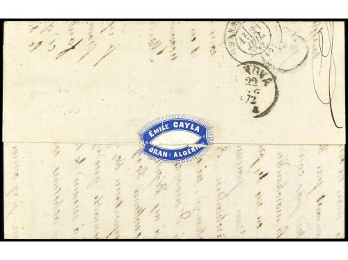 ✉ FRANCIA. 1872. ORAN. Letter from ORAN to GENOA paid the 40