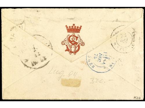 ✉ FRANCIA. 1875. ORAN. Letter from MASACARA (Algeria) to KOP