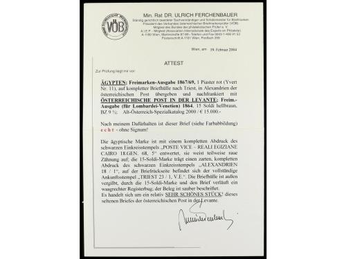 ✉ AUSTRIA. 1868. ALEXANDRIA. Letter from CAIRO to TRIEST pay