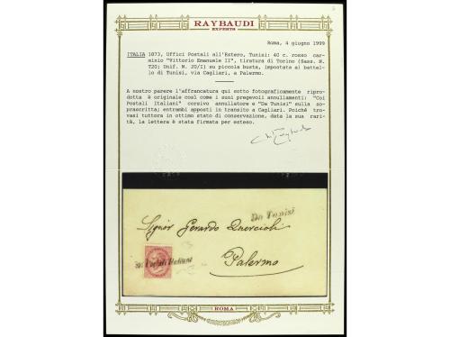✉ ITALIA. 1873. TUNIS. Letter from TUNIS to PALERMO. It was 