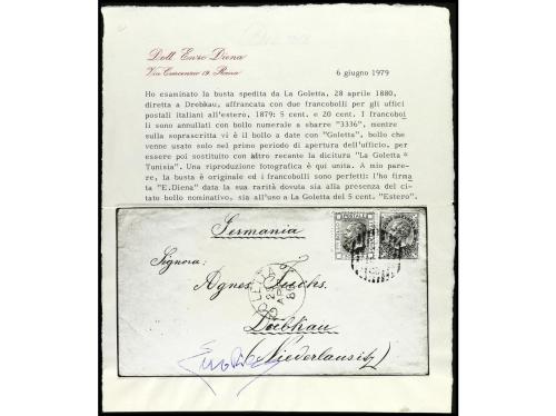 ✉ ITALIA. 1880. TUNIS. Letter from LA GOLETTA (Tunis Port) t