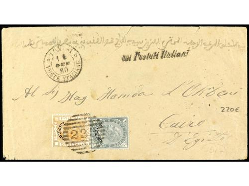 ✉ ITALIA. 1880. TUNIS. ITALIAN BRITISH PACKETS.Two letters f