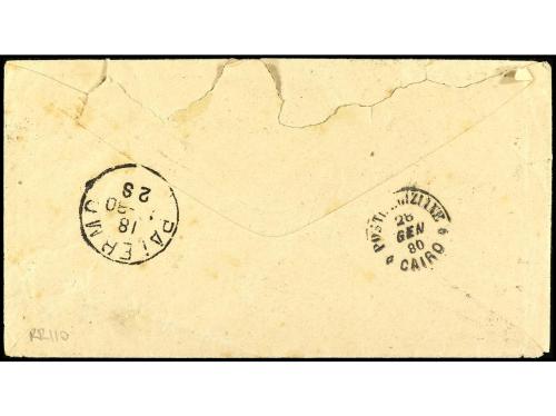 ✉ ITALIA. 1880. TUNIS. ITALIAN BRITISH PACKETS.Two letters f