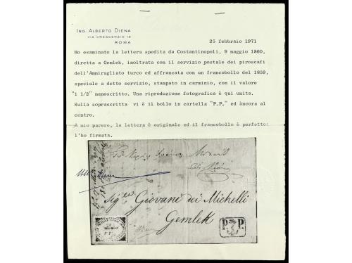 ✉ TURQUIA. ADMIRALTY STEAMSHIP CO. 1860. Entire letter from 