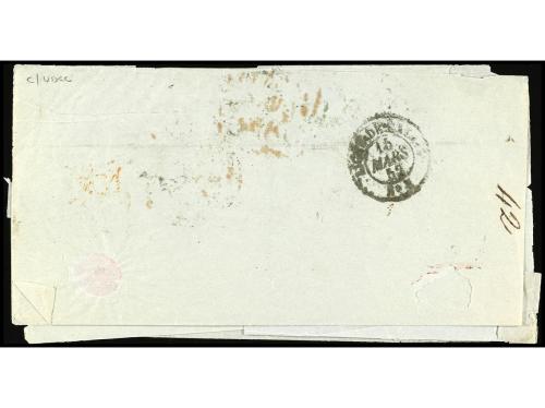 ✉ FRANCIA. Yv. 1 y 6. 1852. PARÍS a LA PAZ (Bolivia). 10 c. 