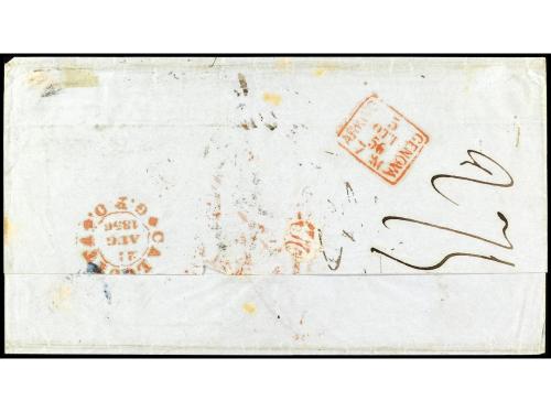 ✉ INDIA. 1856. ALEXANDRIA. Letter from CALCUTTA to GENOA fra