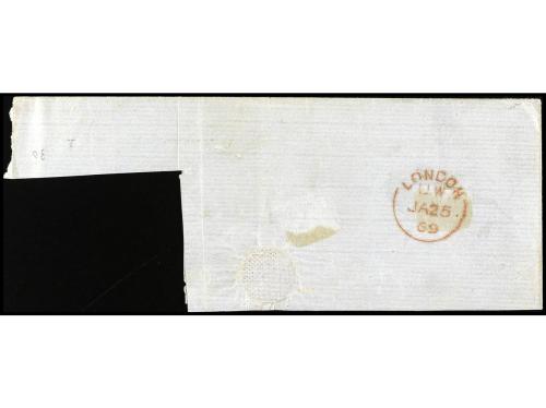 Δ GRAN BRETAÑA. 1869. Piece of cover from QUEENSTOWN (Irelan