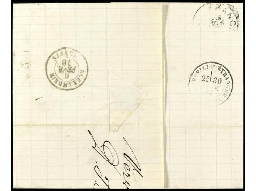 ✉ BELGICA. 1870. ALEXANDRIA. EGYPT LINE. Letter from VERVIER