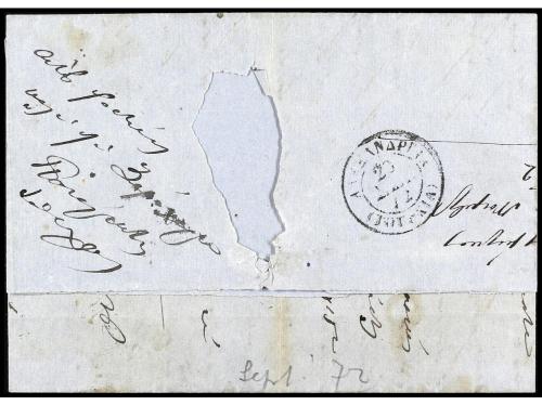 ✉ GRECIA. 1872. ALEXANDRIA. SYRIA LINE. Unpaid letter from P