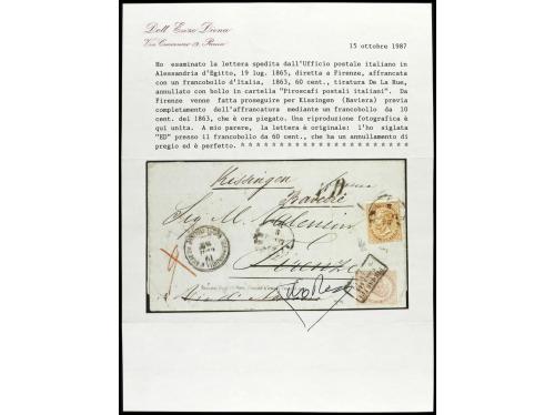 ✉ ITALIA. 1865. ALEXANDRIA. ADRIATICO ORIENTALE CO. Letter f