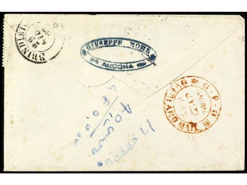 ✉ ITALIA. 1867. ALEXANDRIA (Transit). Letter from ANCONA to 
