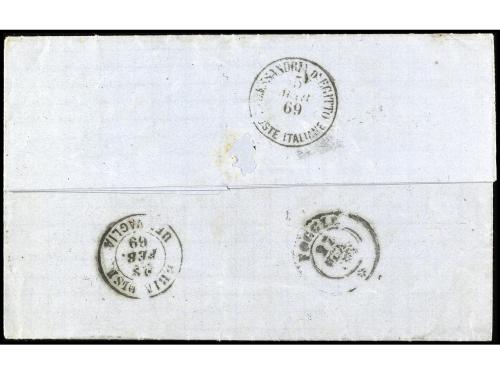 ✉ ITALIA. 1869. ALEXANDRIA. Letter from FLORENCE to ALEXANDR