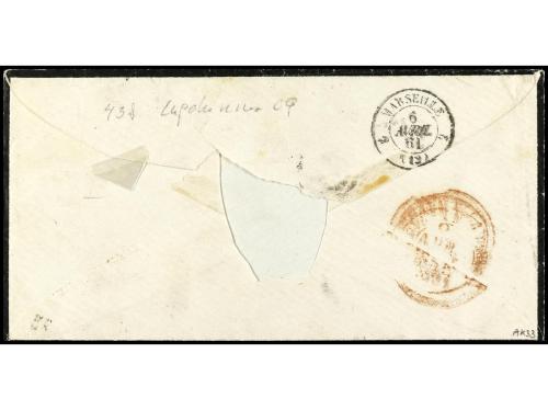 ✉ FRANCIA. 1861. ALGIERS. Mourning letter from Algiers to NA