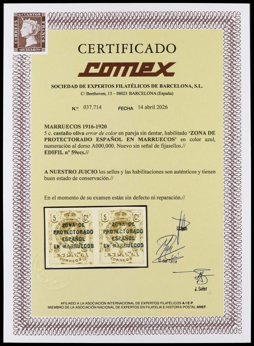 ** COLONIAS ESPAÑOLAS: MARRUECOS. Ed. 59ecs (2). 5 cts. cas