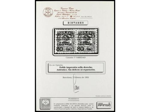* ESPAÑA: CANARIAS. Ed. 5hh. 80 c. s. 2 c., pareja, uno DOBL
