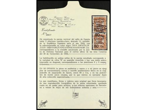 * ESPAÑA: CANARIAS. Ed. 5hhx. 80 c. s. 2 c., pareja vertical
