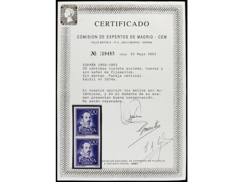 ** ESPAÑA. Ed. 1074s (2). ALARCÓN. 20 cts. violeta. Pareja v