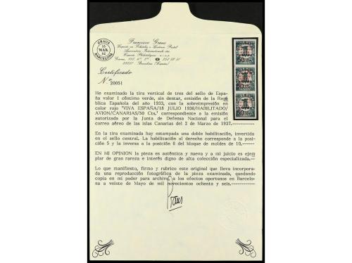 ** ESPAÑA: CANARIAS. Ed. 8hhi + 8. 50 c. s. 1 c. tira de 3, 