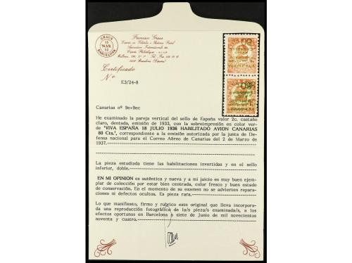 ** ESPAÑA: CANARIAS. Ed. 9hhii + 9 hi. 80 c. s. 2 c., pareja