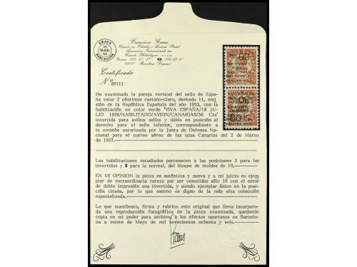 ** ESPAÑA: CANARIAS. Ed. 9hi + 9hhi. 80 cts. s. 2 c., pareja