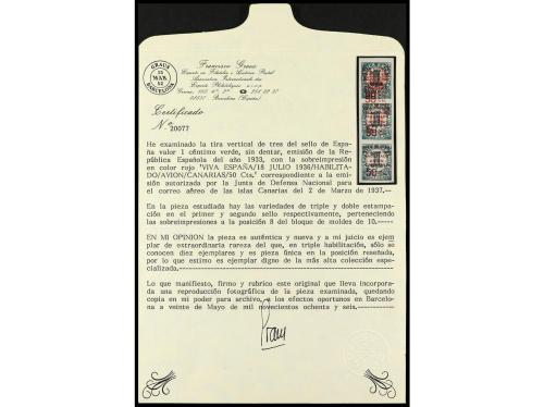 ** ESPAÑA: CANARIAS. Ed. 8hhh + 8hh + 8. 50 c. s. 1 c., tira