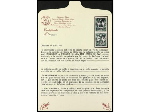 ** ESPAÑA: CANARIAS. Ed. 11hhii + 11hi. 50 c. s. 1 c., parej