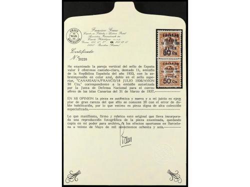 ** ESPAÑA: CANARIAS. Ed. 11Bhh + 11B. 50 c. s. 2 c. pareja, 