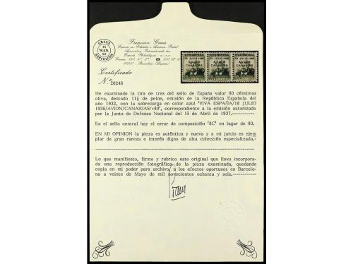** ESPAÑA: CANARIAS. Ed. 16Ahe + 16A. 80 c. s. 60 c., tira d