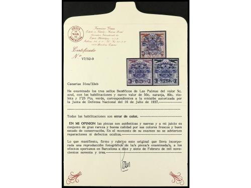 ** ESPAÑA: CANARIAS. Ed. 31hcc, 32hcc y 33hcc. SERIE COMPLET