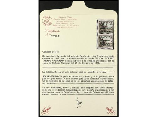 * ESPAÑA: CANARIAS. Ed. 34hvhi. 50 c. s. 5 c., pareja vertic