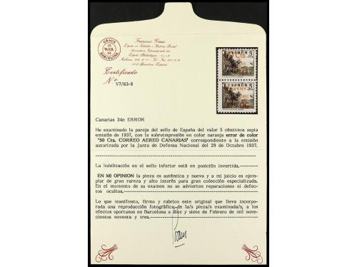 ** ESPAÑA: CANARIAS. Ed. 34hccvi. 50 c. s. 5 c., pareja vert