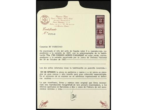** ESPAÑA: CANARIAS. Ed. 36hvhi. 1,25 pts. s. 2 c., tira de 