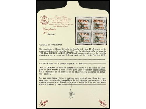 * ESPAÑA: CANARIAS. Ed. 35hh. 80 c. s. 10 c., bloque de cuat