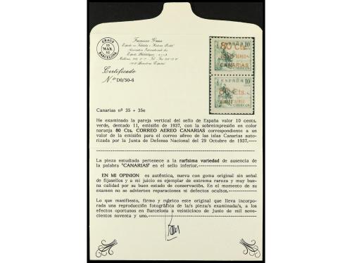 ** ESPAÑA: CANARIAS. Ed. 35hdv. 80 c. s. 10 c., pareja verti