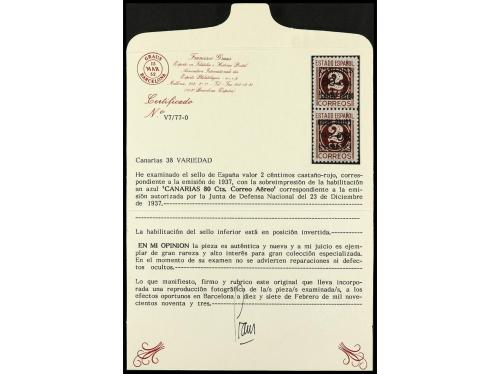 ** ESPAÑA: CANARIAS. Ed. 38hvhi. 80 c. s. 2 c., pareja verti