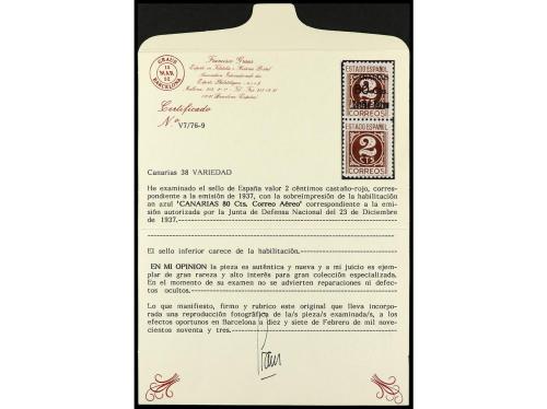 ** ESPAÑA: CANARIAS. Ed. 38hpv. 80 c. s. 2 c., pareja vertic