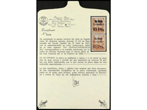 * ESPAÑA: CANARIAS. Ed. 49hha. 10 pts. s. 40 c., pareja, uno