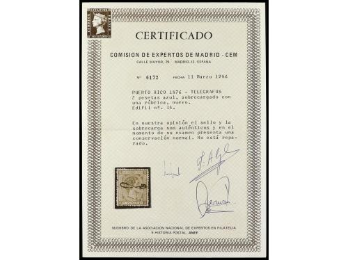 * COLONIAS ESPAÑOLAS: PUERTO RICO. Ed. T 14. TELÉGRAFOS. 2 p