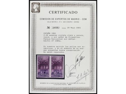 ** ESPAÑA. Ed. 1385s (2). ESCORIAL. 2,50 pts. violeta. Parej