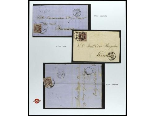 ° ✉ ESPAÑA. Ed. 58. 1862. 4 cuartos castaño. Conjunto en hoj