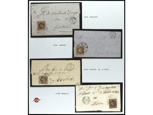 ° ✉ ESPAÑA. Ed. 58. 1862. 4 cuartos castaño. Conjunto en hoj