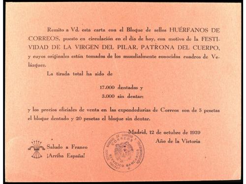 ✉ ESPAÑA. Ed. 35. 1939 (12 octubre). BENEFICENCIA. MADRID a 