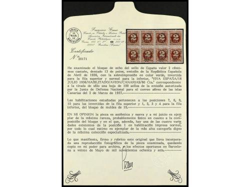 ** ESPAÑA: CANARIAS. Ed. 9Ahcv. 80 c. s. 2 c., bloque de 8 c