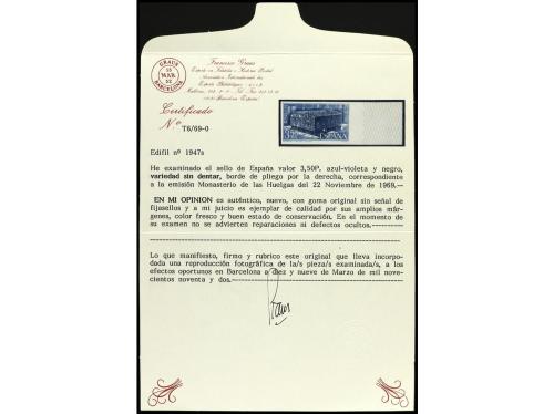 ** ESPAÑA. Ed. 1947s. LAS HUELGAS 3,50 pts. azul y negro SIN