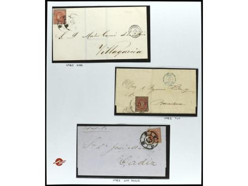 ° ✉ ESPAÑA. 1864. 4 cuartos rojo sobre salmón. Conjunto en h