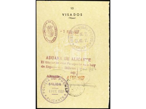 ✉ ESPAÑA GUERRA CIVIL. 1937. ALICANTE. 2 hojas de VISADO con